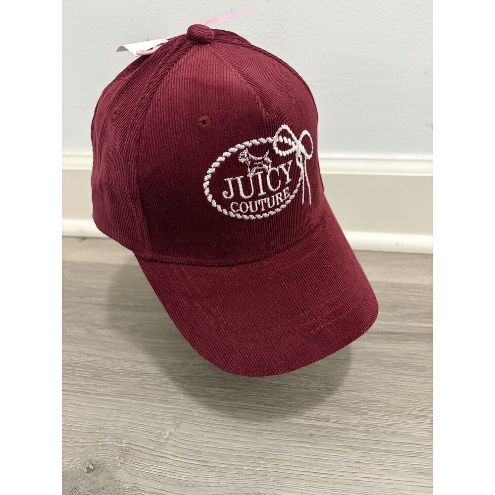 Juicy Couture Corduroy Baseball Hat NWT Maroon Red Embroidered Logo Cap Y2K